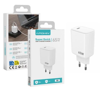 Cargador de Pared APOKIN E03 65W USB-C PD Carga Rápida